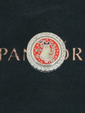 Pandora Mickey Pumpkin Ghost Button Charm Halloween 2024 Exclusive Charm Bead